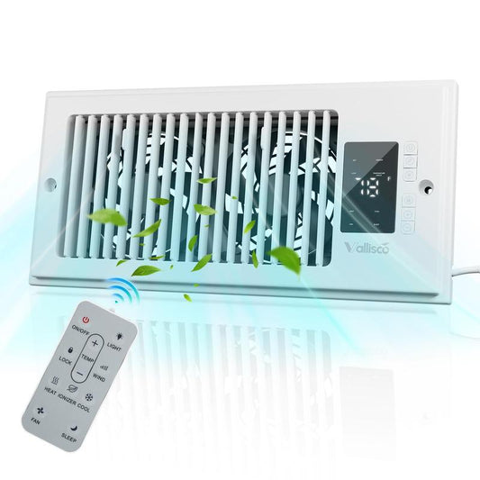 4"x10" Register Booster Fan for Wall & Floor Vents, 10-Speed Quiet Ventilation Fan with Thermostat & Remote, Negative Ion Air Vent Booster, Enhances Airflow & Home Comfort Enhancement