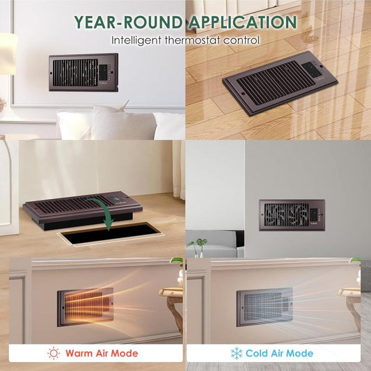 4"x10" Register Booster Fan for Wall & Floor Vents, 10-Speed Quiet Ventilation Fan with Thermostat & Remote, Negative Ion Air Vent Booster, Enhances Airflow & Home Comfort Enhancement